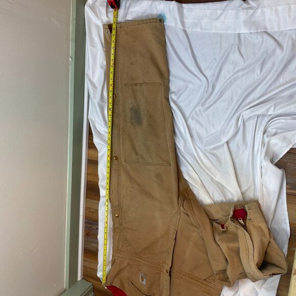 Carhartt Overalls Size L Duck Bib Quilted Double Knee Workwear 14806 USA Vintage - Picture 15 of 16